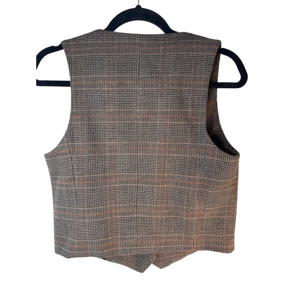 ZARA Womens XS Brown Camel Plaid Wool Blend Vest - Picture 2 of 10